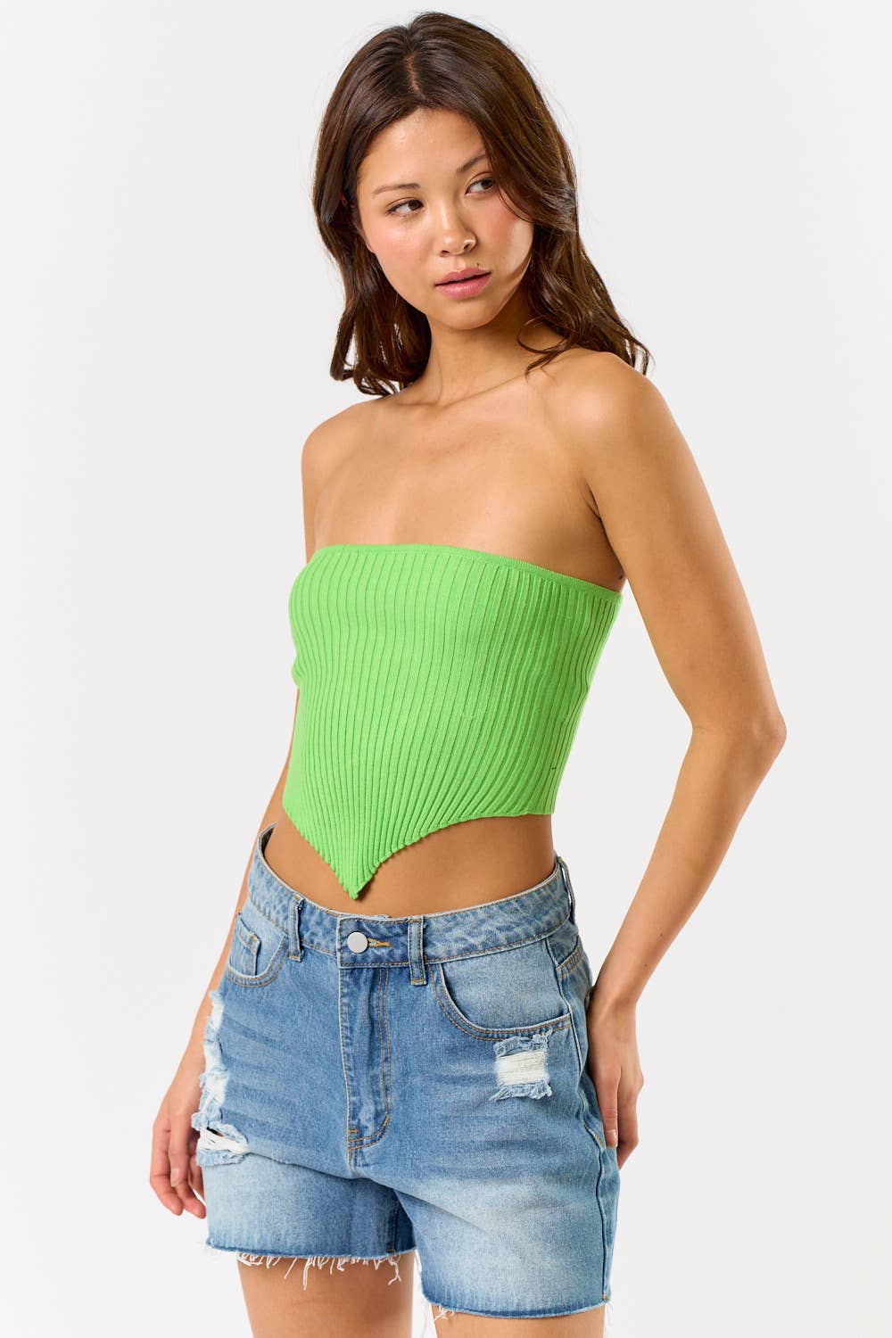 LACE UP BACK SWEATER TUBE TOP