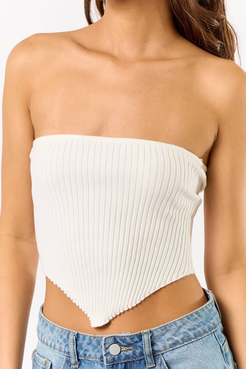 LACE UP BACK SWEATER TUBE TOP