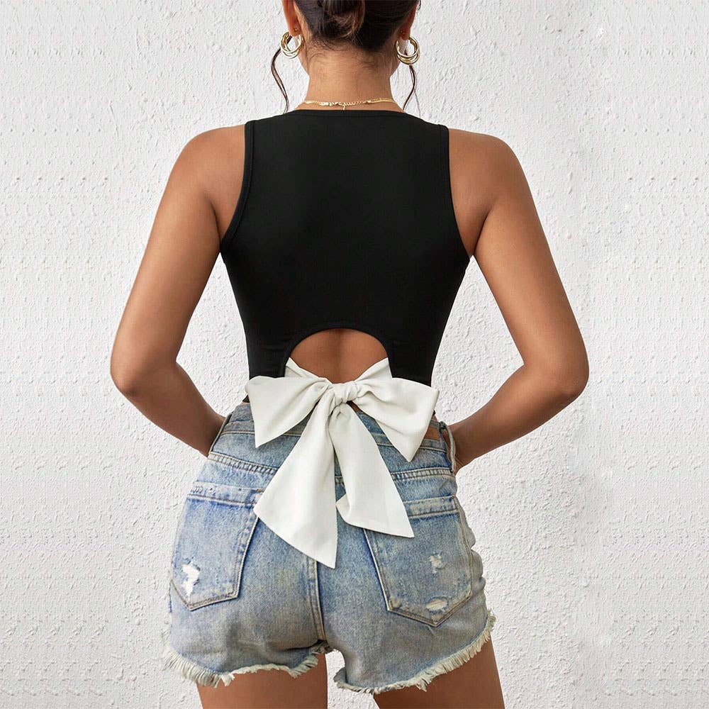 New sexy V-neck slim-fit cutout tank top