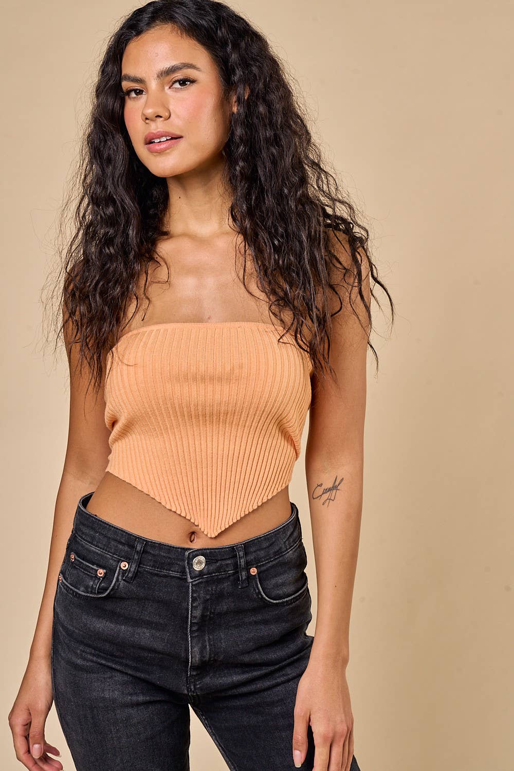 LACE UP BACK SWEATER TUBE TOP