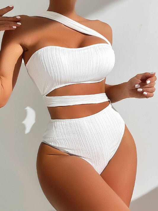 Solid color one-piece swimsuit bikini