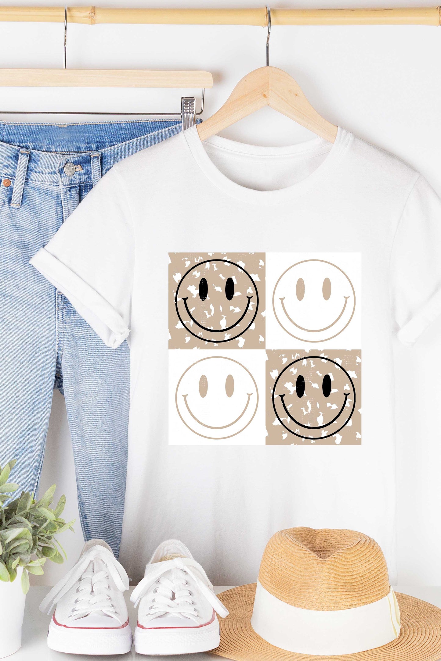 Four Square Happy Face Graphic Tshirt