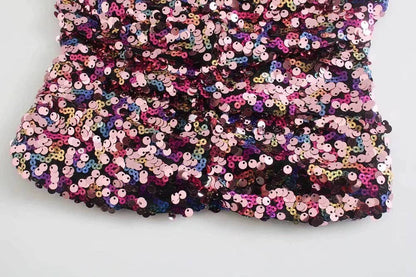 Ladies Sequin Strapless Top And Skort Set