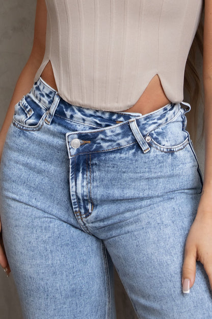 Jazlyn Mid Rise Denim Straight Leg Jeans