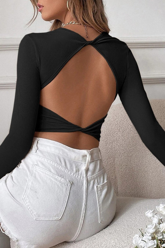 Backless Knit Crop Top