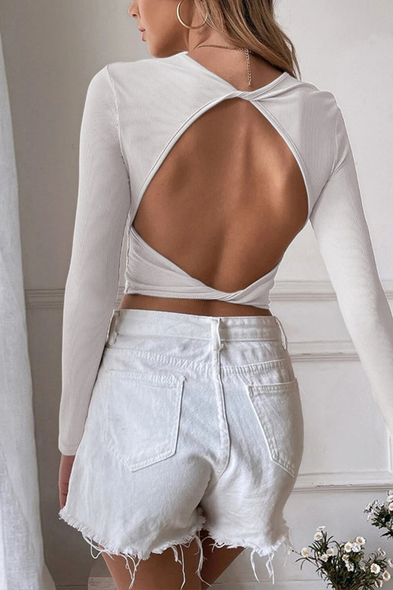 Backless Knit Crop Top
