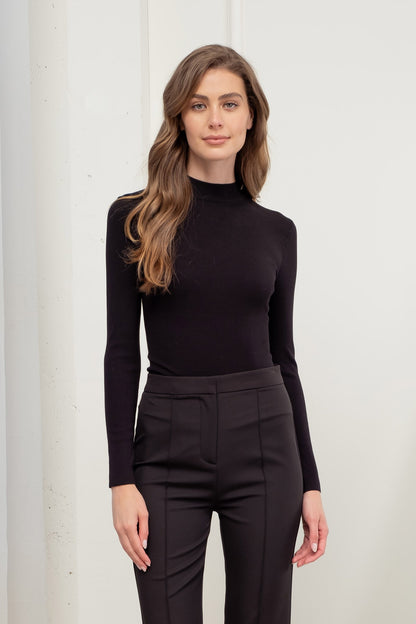 Long Sleeve Mock Neck Sweater Knit Top