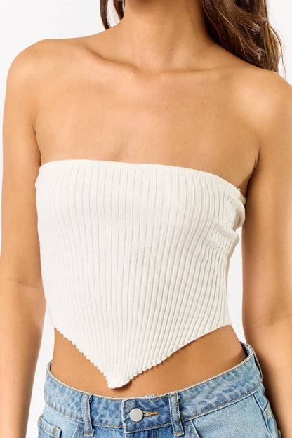 LACE UP BACK SWEATER TUBE TOP