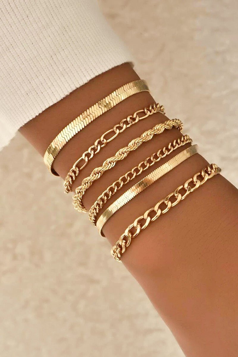 6pcs Gold Chain Bracelets Set - Docias boutique