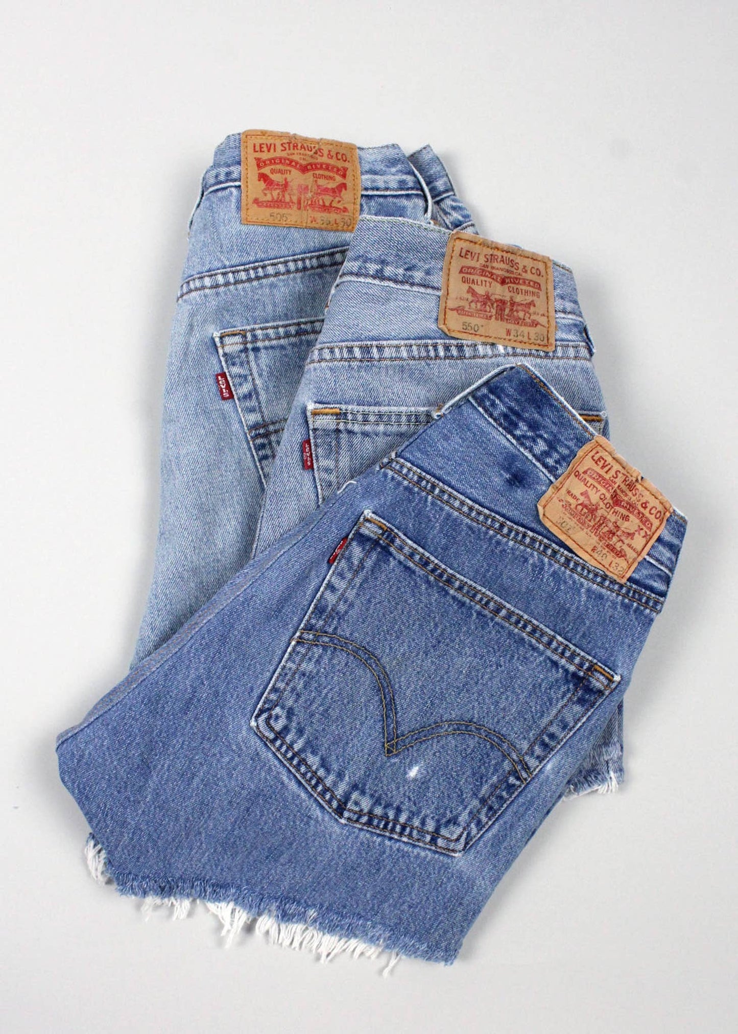 Low-Rise Upcycled Denim Cutoff Shorts - Frayed