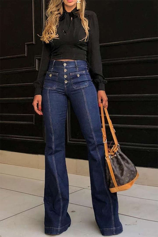 High Waisted Button Up Jeans