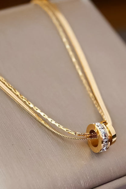 Dainty 18K Gold Plated Stainless Steel Chain Multi Layer Necklace