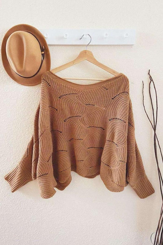 Kayla Hollow Out Batwing Knit Sweater