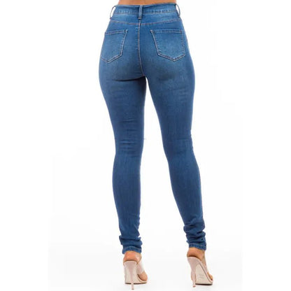 Cheyanne High Waist Slit Knee Stretch Skinny Jean - Docias boutique