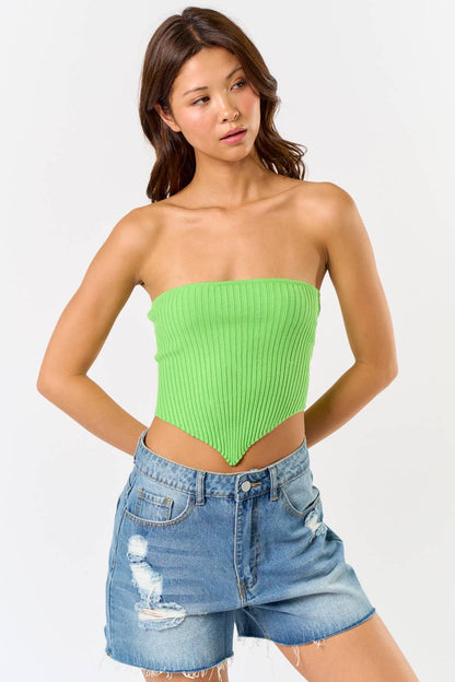 LACE UP BACK SWEATER TUBE TOP