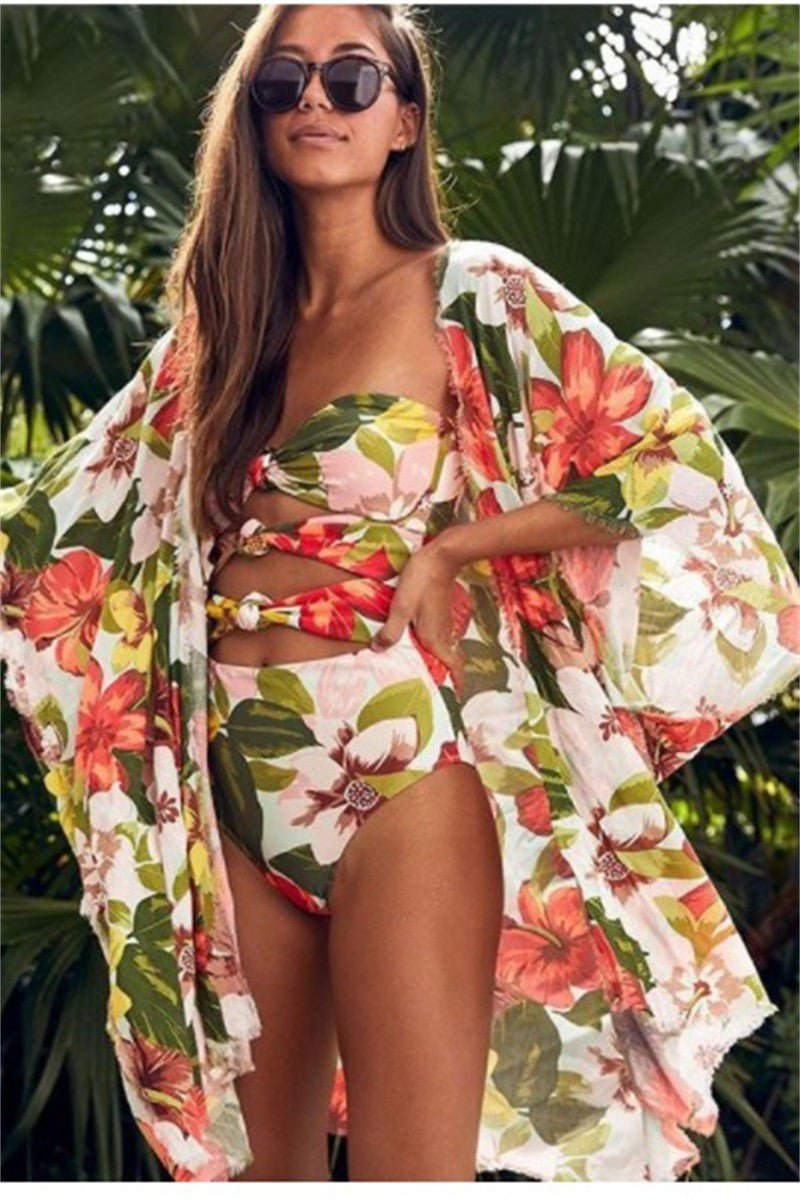 Front Knotted Flower Swimsuit - Docias boutique