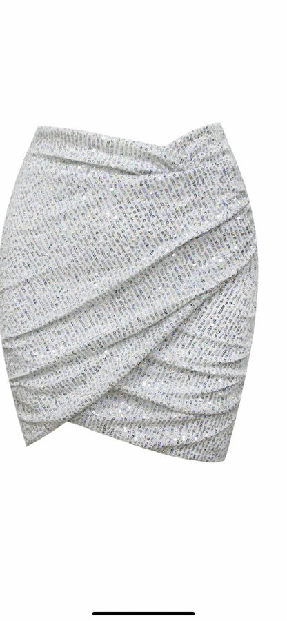 Monica Silver Sequin Skirt - Docias boutique