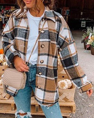 Plaid Flannel Shacket Jacket Women - Docias boutique