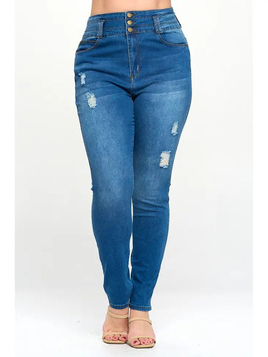 Waist Slimming High Waisted Skinny Plus Size - Docias boutique